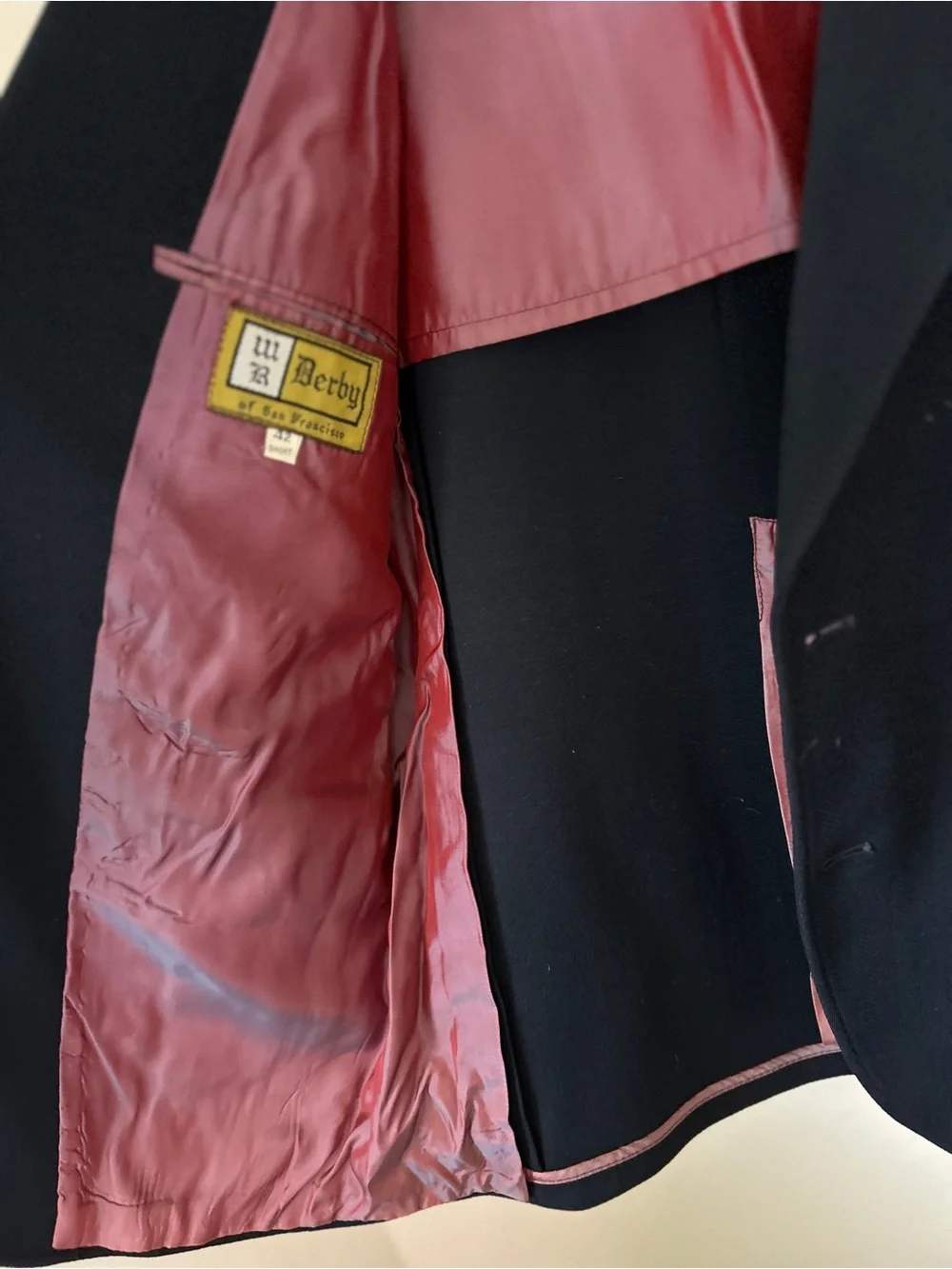 Men's Vintage Navy Blazer with Red Lining
